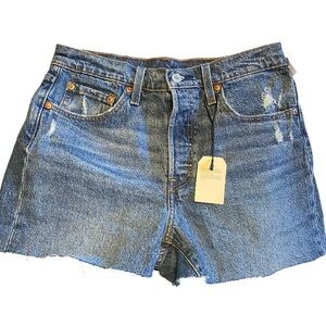 NWT Levi’s 501 Original denim medium wash high rise button cutoff shorts size 27